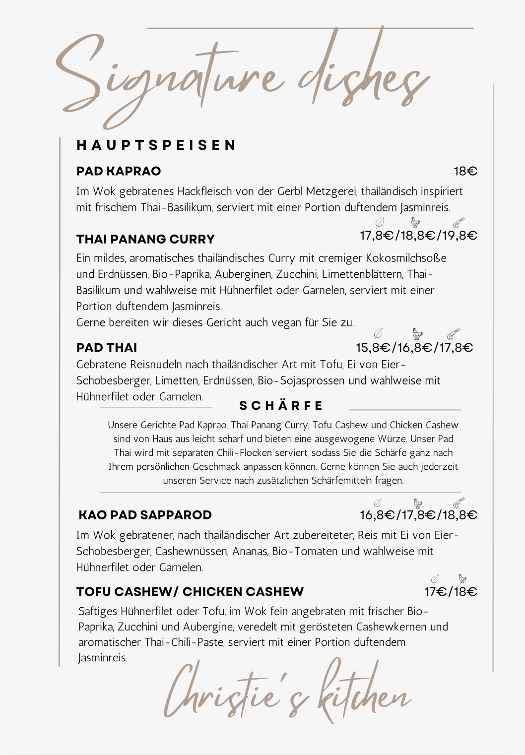 Page 2 of Christie's Kitchen menu